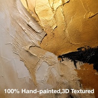 Peinture murale abstraite paysagère texturée en acrylique doré peinte à la main, art moderne de luxe sur toile pour la décoration du salon ou du bureau