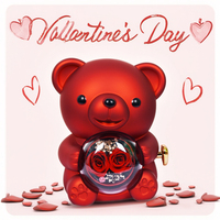 Boîte cadeau ours en peluche avec rose éternelle, idéale pour ranger les bagues et colliers de mariage, d'anniversaire et de célébration comme cadeaux