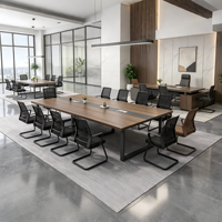 Table de conférence commerciale Shengli en MDF avec boîte à câbles - Design moderne et minimaliste, 12 places, pieds en métal pour salles de conférence de bureau