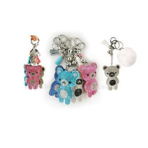 Bling Teddy Bear Pendant Key Chains Luxury Crystal Keychain with Rhinestone