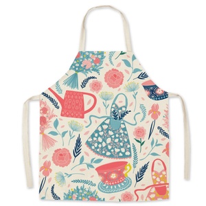 Tablier de Chef Réutilisable en Polyester de Haute Qualité, Style Lin, Motif Dessin Animé, Résistant à l'Huile, Col Ajustable pour Adultes et Enfants - Product Image 1