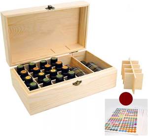 กล่องเก็บของไม้แท้สำหรับน้ำมันหอมระเหยสำหรับจัดเก็บแสดงขณะเดินทางภาชนะบรรจุน้ำหอมสำหรับเล็บทรงสี่เหลี่ยมผืนผ้า - Product Image 3