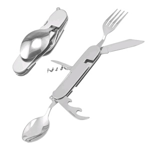 Utensili da campeggio set di posate staccabili Multi-strumento kit cucchiaio forchetta coltello apribottiglie pieghevole posate portatili per escursioni da viaggio - Product Image 1
