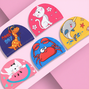 Gorro de natación de dibujos animados para niños, poliéster, impermeable, protección para los oídos, cómodo y elástico, unisex - Product Image 1