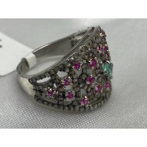 Nuevo Anillo de Lujo con Esmeralda 2 y Rubí, Plata de Ley 925, Regalo para Fiestas, Bodas, Compromisos, Ceremonias Religiosas y Eventos - Product Image 6