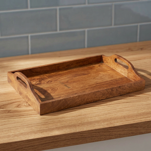 Bandeja Rectangular de Madera para Servir, Diseño Minimalista de Madera Sólida, Duradera para Cocina y Comedor - Product Image 3