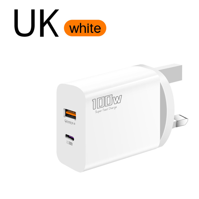 New 100W USB Wall Charger Head for iphone Samsung Multi Port Super Fast Charging Head EU US UK Plug PD Adapter