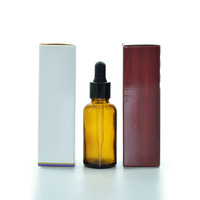 Emballage cosmétique de luxe 1oz 30ml 50ml compte-gouttes en verre de bouteille de sérum d'huile essentielle noire avec boîte en papier