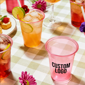 Gobelets à vin en plastique rose de 24 oz avec couvercles et pailles, fournitures de fête jetables pour la dégustation du vin - Product Image 5