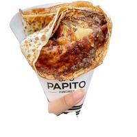 Vente en gros à prix réduit Emballage triangulaire en papier biodégradable avec logo imprimé personnalisé Boîte à emporter en forme de cône gaufré