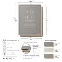 Conjunto de invitaciones de boda con relieve ciego en letterpress |   Papel Ecológico Reciclado de Doble Color Personalizado al por Mayor
