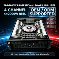 Amplificateur de puissance professionnel 3U 4 canaux classe TD, 4x2000W RMS, pontable, adapté aux scènes extérieures, prise en charge OEM/ODM.