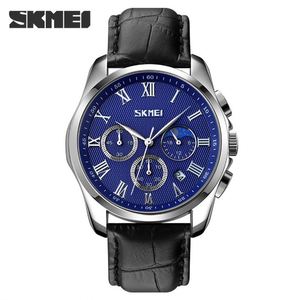 Montre à quartz pour homme 9260, style tendance business, cuir, mouvement à quartz, 45 mm, multifonctionnelle, phase lunaire, <span class=keywords><strong>calendrier</strong></span>, étanche - Product Image 3