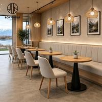 Table Ronde Ron Group Élégante en Bois Durable et Chaises Rembourrées en Tissu pour Restaurant – Prix Usine