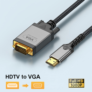 Adaptateur HDTV Full HD 1080P60Hz <span class=keywords><strong>vers</strong></span> <span class=keywords><strong>VGA</strong></span> 0,5m 1m 1,5m 2m 3m 5m <span class=keywords><strong>10m</strong></span> 1920x1080p Mâle <span class=keywords><strong>vers</strong></span> Mâle Câble <span class=keywords><strong>HDMI</strong></span>-<span class=keywords><strong>VGA</strong></span> plaqué or - Product Image 2