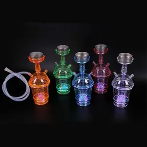 Cachimba Led portátil con forma de taza para Shisha, conjunto de plástico para viaje, accesorios para Hookah