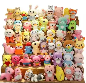 Fabrika pençe makinesi hayvan peluş asılı oyuncak Mini peluş oyuncak dolması hayvan pençe makinesi oyuncaklar peluş