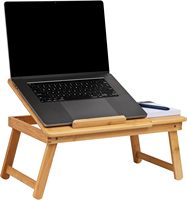 Bureau pliable en bambou naturel, table de lit pour ordinateur, support réglable pour ordinateur portable