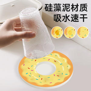 Sous-verre rond en terre de diatomée, motif dessin animé, absorbant, pour lavabo, tasse, savon, brosse à dents - Product Image 4