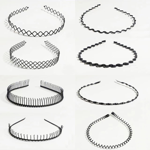 Simple Metal Hairband Black Non-Slip <strong>Wavy</strong> Thin Metal Wire Forming Spring Wire Frame <strong>Headband</strong> - Product Image 1