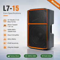 Haut-parleur PA actif L7-15 de 15 pouces, classe D bi-amplifié 500W, haut-parleur DJ professionnel de 15 pouces pour location de scène et spectacles en direct
