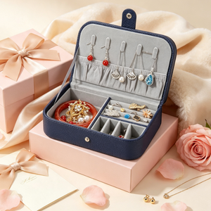 Estuche de Viaje para Joyas de Cuero PU, Organizador de Joyas con Ganchos para Evitar que los Collares se Enreden, para Uso Diario de Damas - Product Image 5