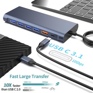 Docking Station MST 14-in-1, Hub USB-C, Adattatore USB, Docking Station per 3 Monitor HD-MI DP, Triplo Monitor per Laptop, Docking USB C - Product Image 6