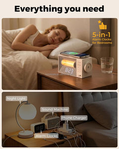 Réveil avec chargeur sans fil 15W, machine à bruit blanc aux sons apaisants, lumière de réveil simulateur d'aube, horloge de chevet à intensité réglable - Product Image 3