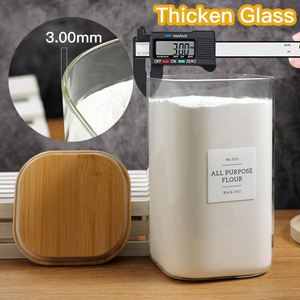 Large Capacity Borosilicate Glass Food <b>Storage</b> <b>Jars</b> Acacia Wood Lid Modern Eco-Friendly <b>Kitchen</b> Camping Use Freshness - Product Image 3
