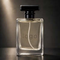 Flacons de parfum carrés en verre transparent avec pulvérisateur atomiseur, sérigraphie, diffuseur d'aromathérapie portable rechargeable 50 ml