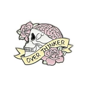 Overthinker esmalte Pins personalizado Overthinking Award cerebro huesos libro broches bolsa solapa Pin dibujos animados insignia joyería regalo para amigos - Product Image 2