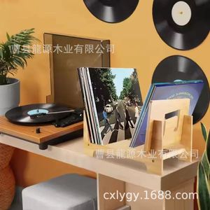 Wooden Foldable Vinyl <b>Record</b> Display <b>Rack</b> Minimalist Design Tabletop Cd Storage Holder Ly 1010 - Product Image 1