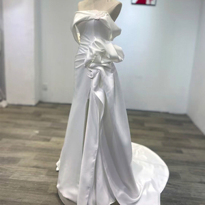 Robe de soirée blanche ivoire sur mesure, robe de bal, robes de mariée, robes de mariée Wm75 - Product Image 2