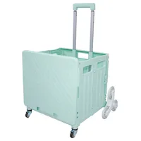 Chariot de courses pliable léger 35 kg en métal et plastique, six roues, vert menthe, personnalisable, pour monter les escaliers