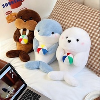 Nouvelles peluches de sea-lion, phoque et dauphin à câliner, rembourrage en coton PP - Poupées en peluche d'animaux marins pour machines à griffes et enfants