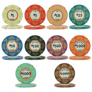 클래식 39mm 10G 꽃무늬 세라믹 포커 칩 라스베이거스 포커룸 맞춤형 미국 달러 표면가치 도박 게임 칩 - Product Image 2