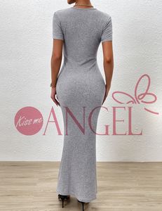 KISS ME ANGEL estate più venduto tinta unita girocollo manica corta lunga elasticizzata attillata temperamento abito <span class=keywords><strong>corto</strong></span> da donna - Product Image 6
