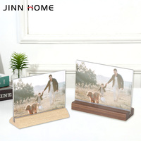 Cadres photo en bois MDF rustiques avec base en bois de noyer et couvercles en verre acrylique pour affichage de table ou de bureau à la maison
