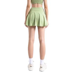 Rok setengah olahraga aktif spandeks nilon pinggang tinggi kustom rok tenis desain melengkung punggung Gym rok Yoga ukuran besar dewasa - Product Image 1