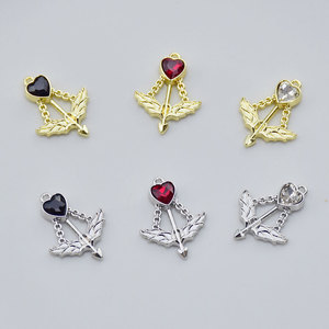 Pendentif en forme de flèche de Cupidon, breloques en alliage de zinc, serti de pierres, pour la fabrication de bijoux DIY, accessoire cadeau unisexe GJ333 - Product Image 4