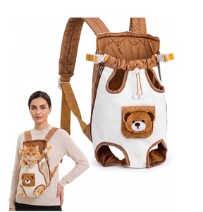 Mochila Porta Mascotas Ajustable y Transpirable para Perros Pequeños, Diseño de Oso Adorable, Orientación Frontal - Product Image 1
