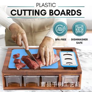 <b>Wooden</b> Cutting Board Square 43x29x12cm Multifunction Kitchen Chopping <b>Block</b> With Storage Drawers - Product Image 4