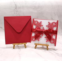 Invitation de mariage luxueuse découpée au laser en forme de flocon de neige, carte pop-up 3D avec nœud et pages intérieures fleuries en aquarelle, pour Noël et anniversaires