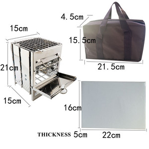 Mini Estufa de <span class=keywords><strong>Leña</strong></span> Plegable para Exteriores, Barbacoa de Acero Inoxidable, Parrilla de Carbón para Camping <span class=keywords><strong>y</strong></span> Picnic - Product Image 6
