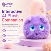 Peluche AI Raton Laveur Violet avec Vibration, Capteur Tactile, Réplique Vocale, Mémoire Longue Durée, Plus de 50 Langues, Yeux LED, WiFi 2.4G