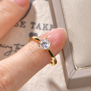 Anillos de Moissanita con Corte Redondo, Color D, VVS1, Certificado GRA, 0.55 ct, Solitario, Cobre, Chapado en Oro de 14K, Joyería para Uso Diario de Mujer - Product Image 4