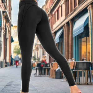 High Waist Breathable Thin Velour Solid Vintage <b>Style</b> Full Length Pockets Pants Leggings for Summer - Product Image 2