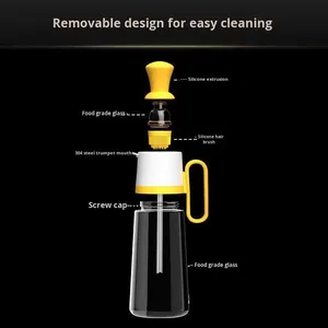 Wholesale Wholesale Glass Oil <b>Bottle</b> Integrated Silicone <b>Brush</b> Stainless Steel Nozzle Leak Resistant Modern Design One-piece - Product Image 3