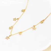 Collier en acier inoxydable plaqué or PVD 18 carats, pendentif étoile cœur, chaîne à maillons, anti-allergie, cadeau tendance pour femme, vente en gros