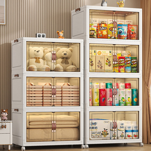 Kid gấp ngăn kéo hộp lưu trữ Phanh bánh xe tổ chức có thể gập lại nhựa <span class=keywords><strong>PP</strong></span> Stackable Thùng giày quần áo rõ ràng tủ với nắp - Product Image 5